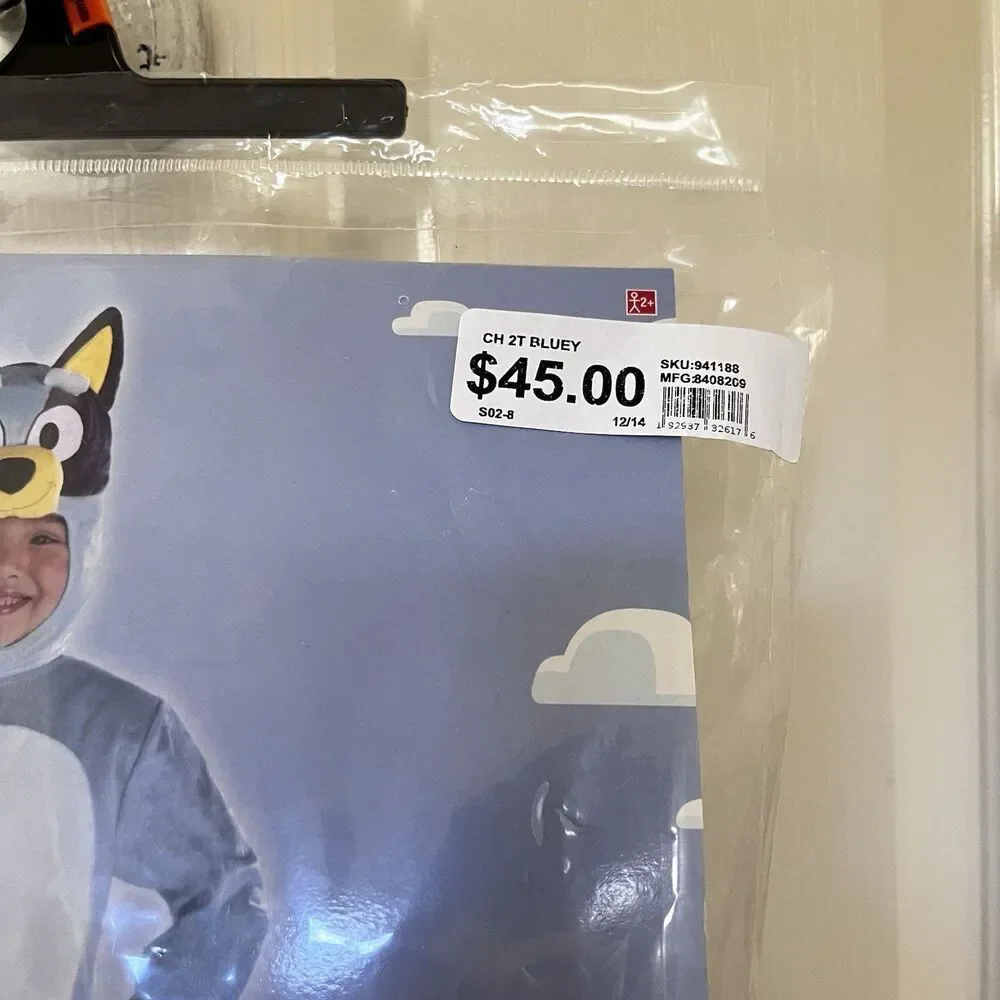 Suit Yourself Costume Co Bluey Costume Jumpsuit Headpiece Tail Toddler Size 2T